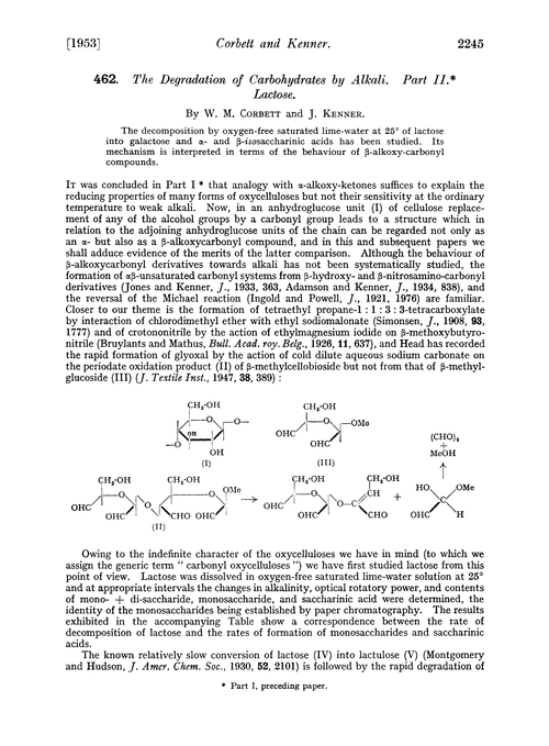 462. The degradation of carbohydrates by alkali. Part II. Lactose