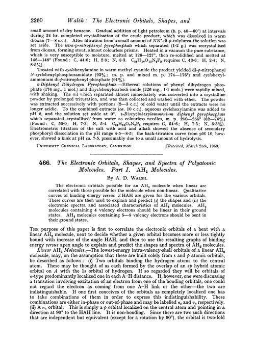 466. The electronic orbitals, shapes, and spectra of polyatomic molecules. Part I. AH2 molecules