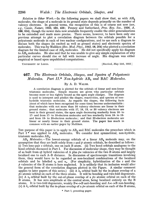 467. The electronic orbitals, shapes, and spectra of polyatomic molecules. Part II. Non-hydride AB2 and BAC molecules