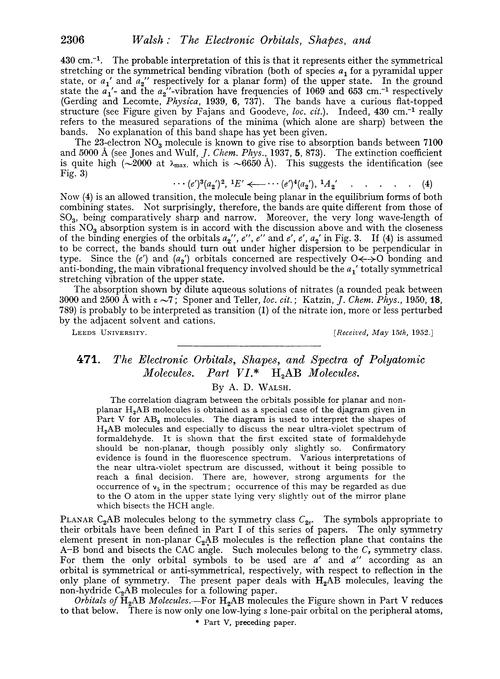 471. The electronic orbitals, shapes, and spectra of polyatomic molecules. Part VI. H2AB molecules