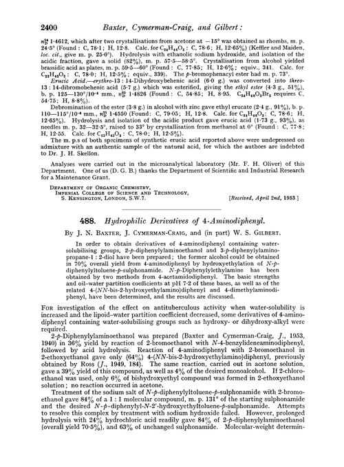 488. Hydrophilic derivatives of 4-aminodiphenyl