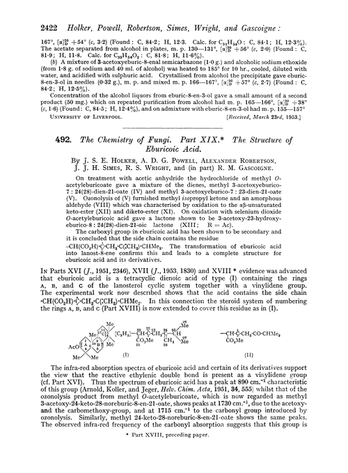 492. The chemistry of fungi. Part XIX. The structure of eburicoic acid