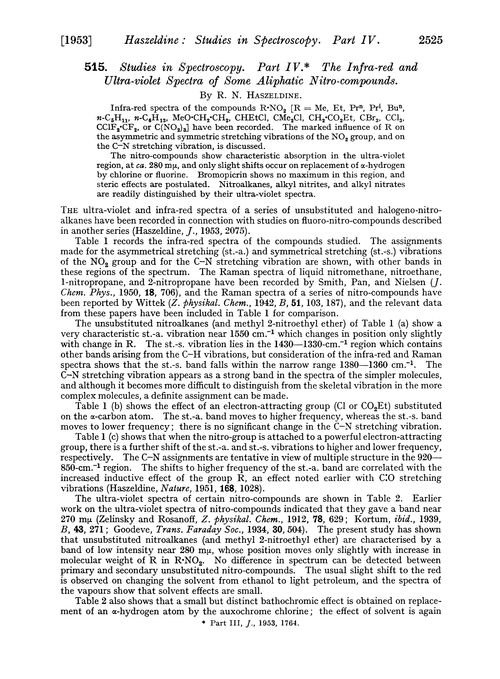 515. Studies in spectroscopy. Part IV. The infra-red and ultra-violet spectra of some aliphatic nitro-compounds