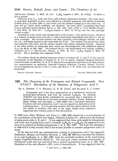 520. The chemistry of the triterpenes and related compounds. Part XVIII. Elucidation of the structure of polyporenic acid C