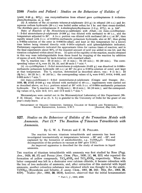 527. Studies on the behaviour of halides of the transition metals with ammonia. Part II. The reaction of titanium tetrachloride with ammonia