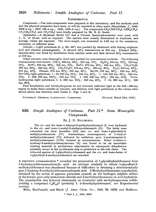 535. Simple analogues of cortisone. Part II. Some monocyclic compounds