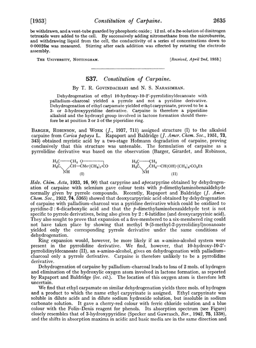537. Constitution of carpaine