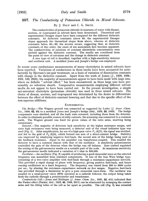 557. The conductivity of potassium chloride in mixed solvents