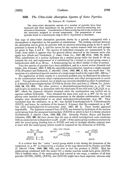 559. The ultra-violet absorption spectra of some pyrroles