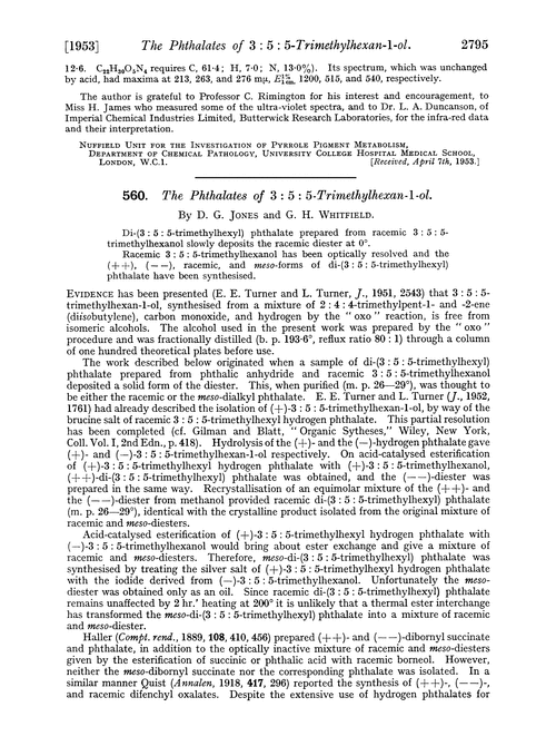 560. The phthalates of 3: 5: 5-trimethylhexan-l-ol