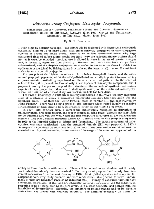 Discoveries among conjugated macrocyclic compounds