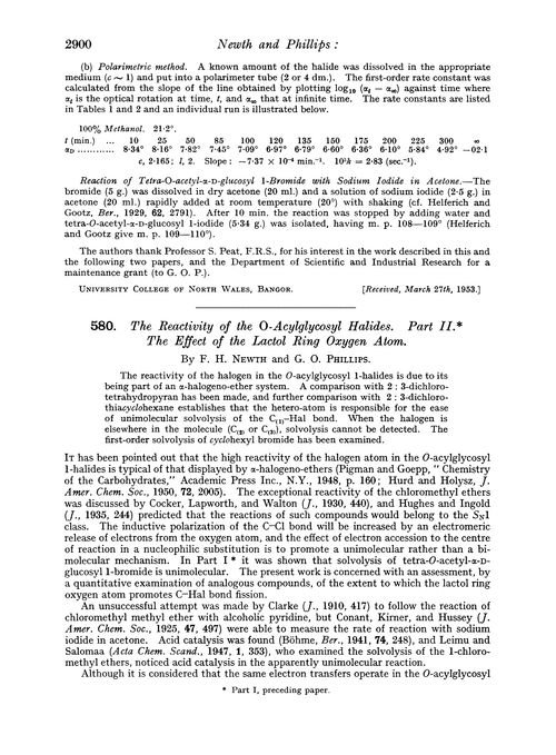 580. The reactivity of the O-acylglycosyl halides. Part II. The effect of the lactol ring oxygen atom