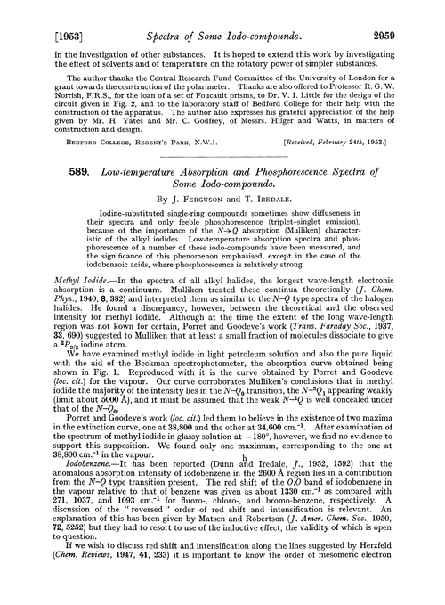 589. Low-temperature absorption and phosphorescence spectra of some iodo-compounds