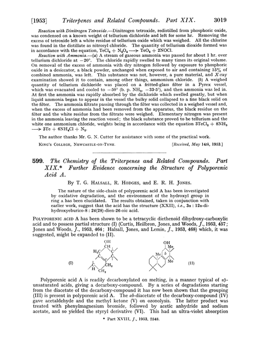 599. The chemistry of the triterpenes and related compounds. Part XIX. Further evidence concerning the structure of polyporenic acid A