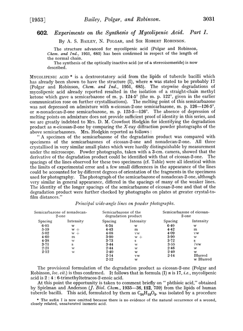 602. Experiments on the synthesis of mycolipenic acid. Part I
