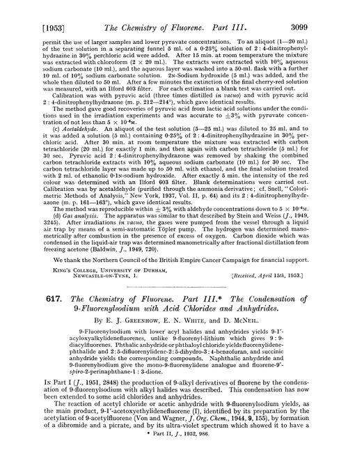 617. The chemistry of fluorene. Part III. The condensation of 9-fluorenylsodium with acid chlorides and anhydrides