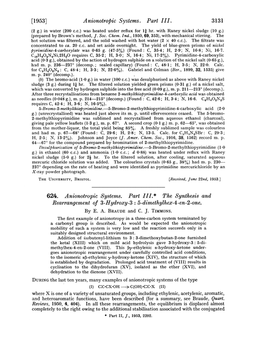 624. Anionotropic systems. Part III. The synthesis and rearrangement of 3-hydroxy-3: 5-dimethylhex-4-en-2-one