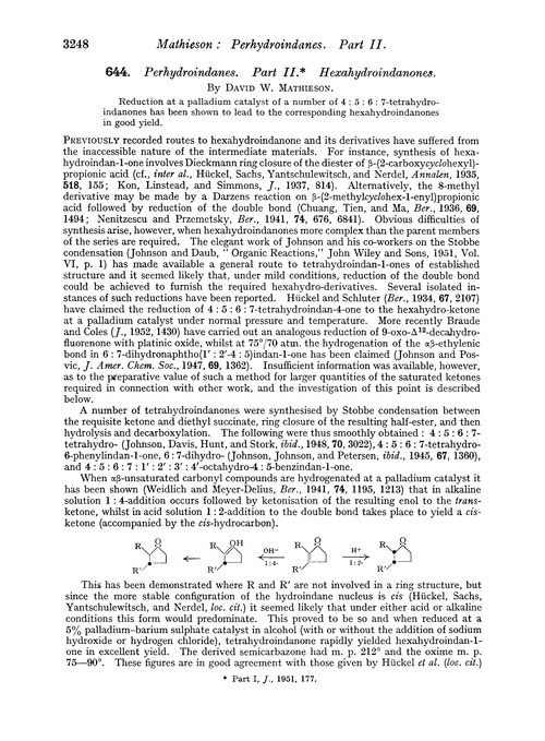 644. Perhydroindanes. Part II. Hexahydroindanones