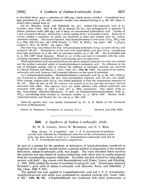 646. A synthesis of indane-1-carboxylic acids