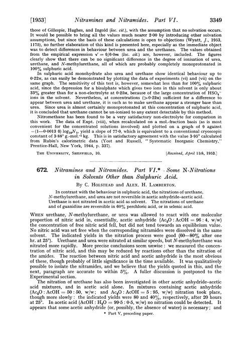 672. Nitramines and nitramides. Part VI. Some N-nitrations in solvents other than sulphuric acid