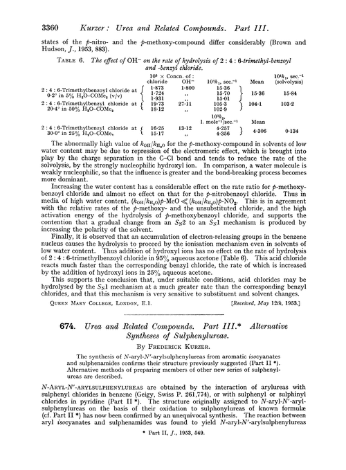 674. Urea and related compounds. Part III. Alternative syntheses of sulphenylureas