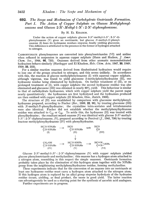 692. The scope and mechanism of carbohydrate osotriazole formation. Part I. The action of copper sulphate on glucose methylphenylosazone and glucose 2-N′-methyl-1-N′ : 2-N′-diphenylosazone