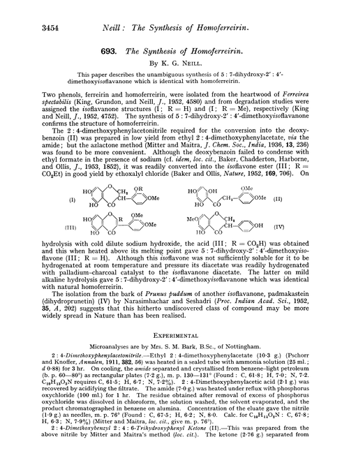 693. The synthesis of homoferreirin