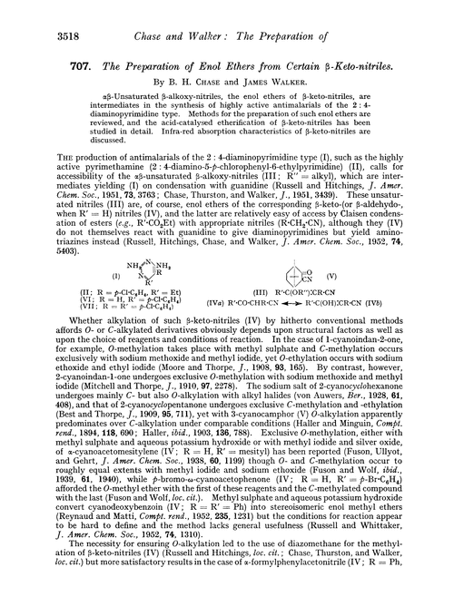707. The preparation of enol ethers from certain β-keto-nitriles