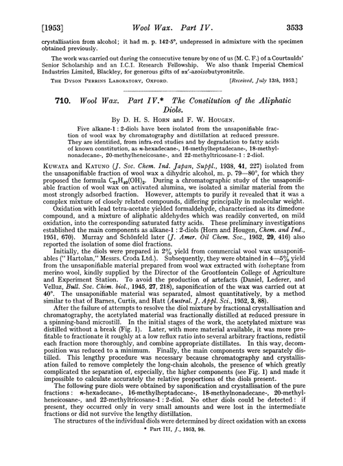710. Wool wax. Part IV. The constitution of the aliphatic diols