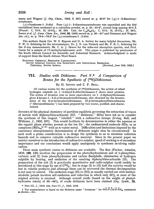711. Studies with dithizone. Part V. A comparison of routes for the synthesis of [35S]dithizones