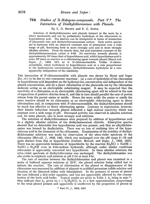 718. Studies of N-halogeno-compounds. Part V. The interaction of dialkylchloramines with phenols