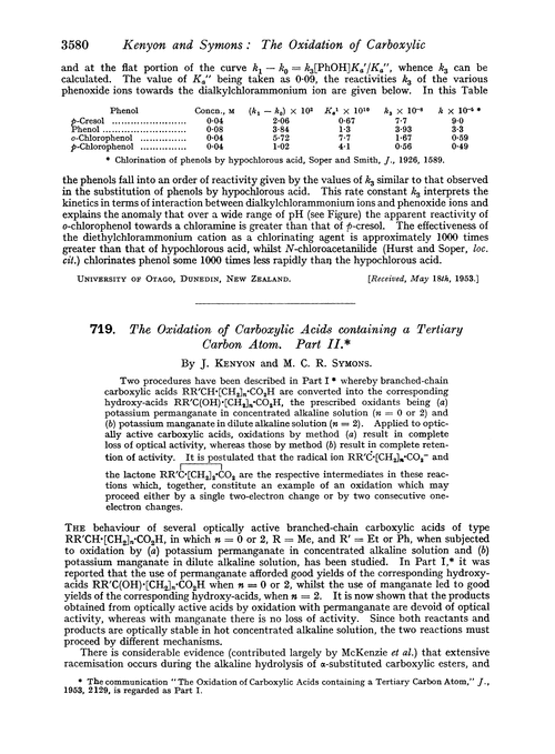 719. The oxidation of carboxylic acids containing a tertiary carbon atom. Part II