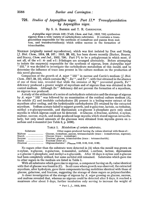 721. Studies of Aspergillus niger. Part II. Transglycosidation by Aspergillus niger