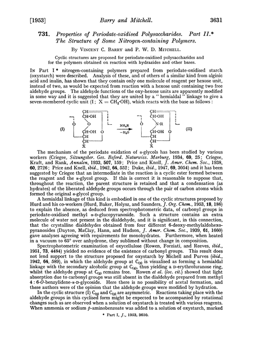 731. Properties of periodate-oxidised polysaccharides. Part II. The structure of some nitrogen-containing polymers