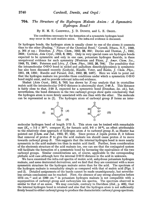 764. The structure of the hydrogen maleate anion : a symmetric hydrogen bond?
