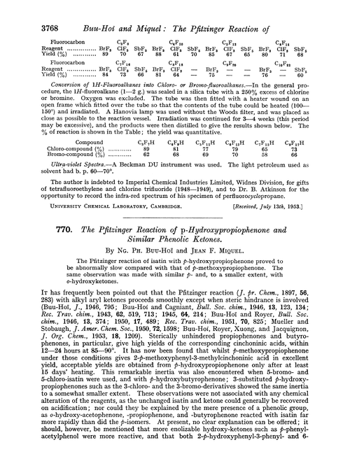770. The Pfitzinger reaction of p-hydroxypropiophenone and similar phenolic ketones