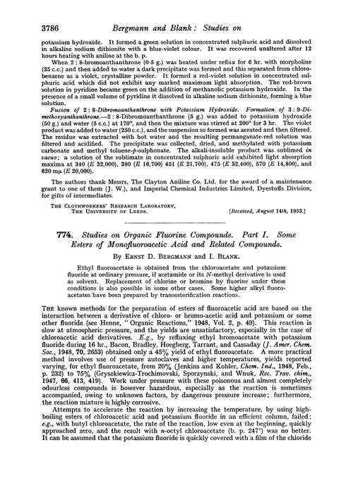 774. Studies on organic fluorine compounds. Part I. Some esters of monofluoroacetic acid and related compounds