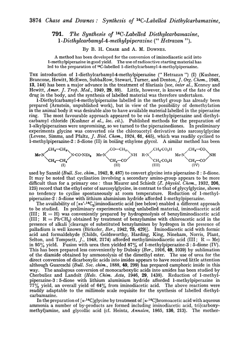 791. The synthesis of 14C-labelled diethylcarbamazine, 1-diethylcarbamyl-4-methylpiperazine (“Hetrazan”)