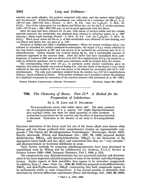 798. The chemistry of boron. Part II. A method for the preparation of iodoborines