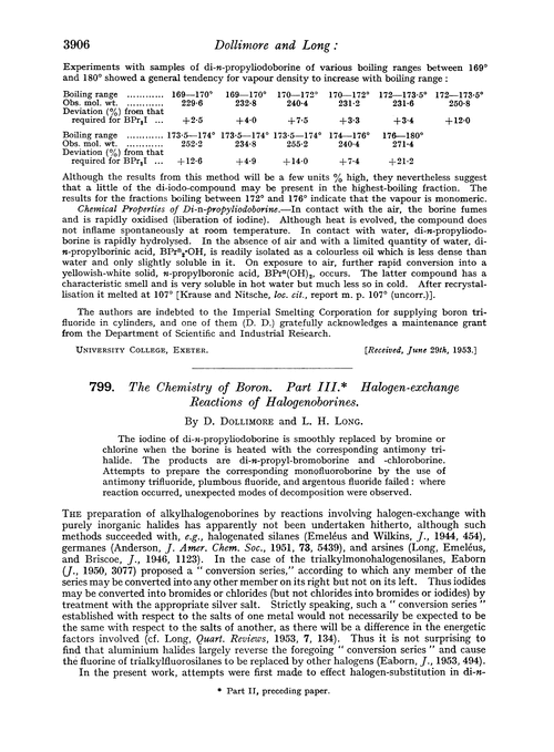 799. The chemistry of boron. Part III. Halogen-exchange reactions of halogenoborines