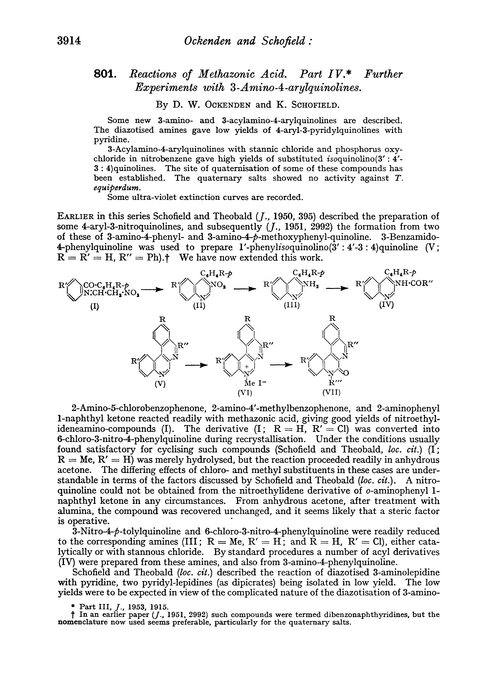 801. Reactions of methazonic acid. Part IV. Further experiments with 3-amino-4-arylquinolines