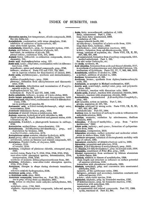 Index of subjects, 1953