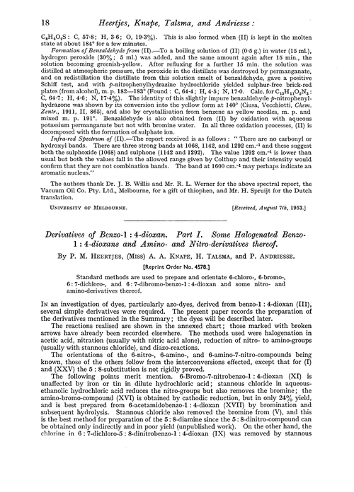 Derivatives of benzo-1 : 4-dioxan. Part I. Some halogenated benzo-1 : 4-dioxans and amino- and nitro-derivatives thereof