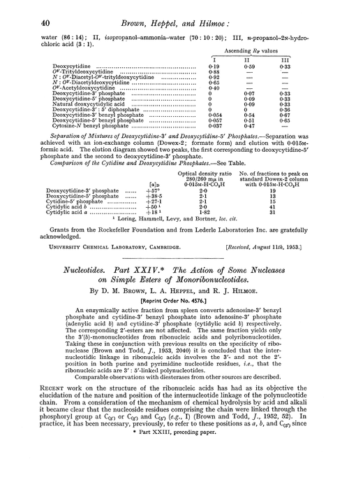 Nucleotides. Part XXIV. The action of some nucleases on simple esters of monoribonucleotides