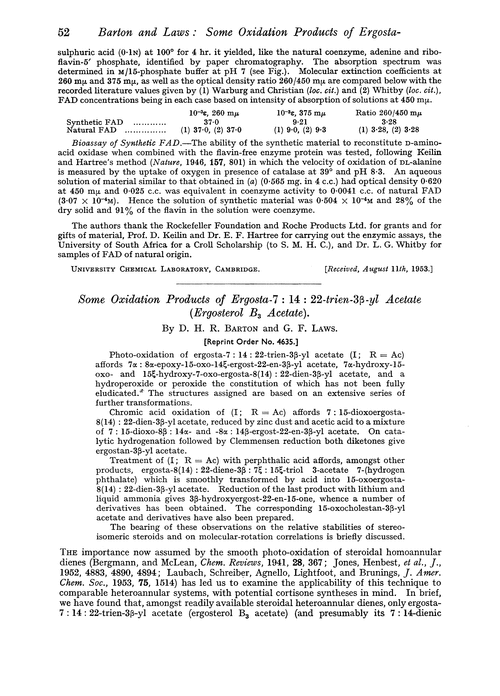 Some oxidation products of ergosta-7 : 14 : 22-trien-3β-yl acetate (ergosterol b3 acetate)