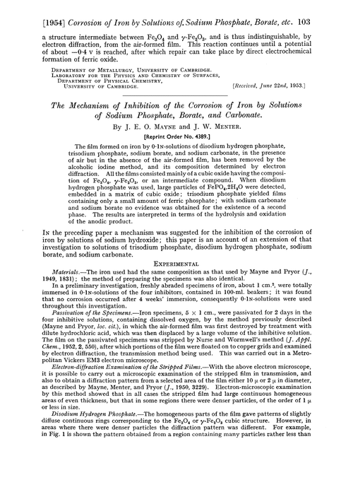 The mechanism of inhibition of the corrosion of iron by solutions of sodium phosphate, borate, and carbonate