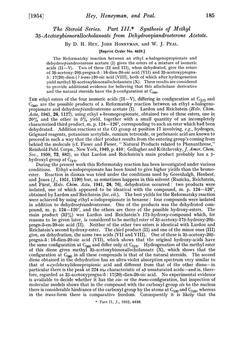 The steroid series. Part III. Synthesis of methyl 3β-acetoxybisnorallocholanoate from dehydroepiandrosterone acetate