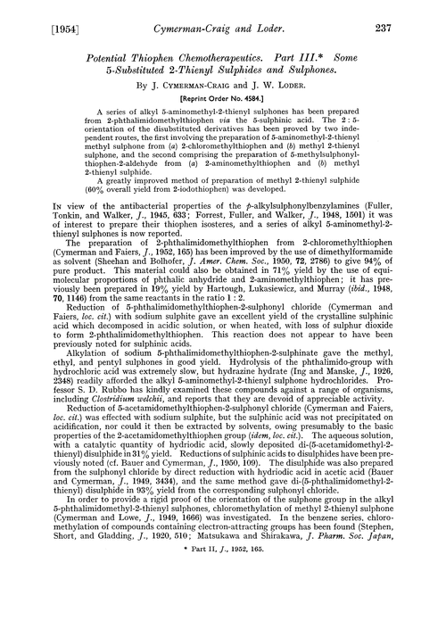 Potential thiophen chemotherapeutics. Part III. Some 5-substituted 2-thienyl sulphides and sulphones