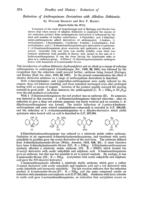 Reduction of anthraquinone derivatives with alkaline dithionite