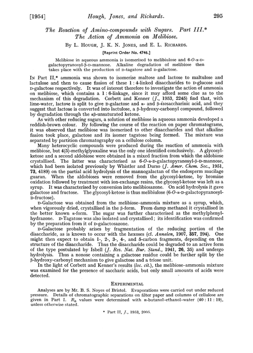 The reaction of amino-compounds with sugars. Part III. The action of ammonia on melibiose